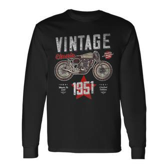 Vintage Born 1951 70Th Birthday Classic Retro Motorbike Long Sleeve T-Shirt - Monsterry DE