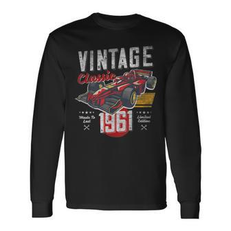 Vintage Born 1961 60Th Birthday Grand Prix Race Car Long Sleeve T-Shirt - Monsterry AU