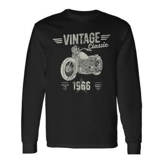 Vintage Born 1966 Birthday Classic Retro Motorbike Long Sleeve T-Shirt - Monsterry UK