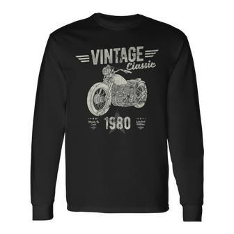 Vintage Born 1980 Birthday Classic Retro Motorbike Long Sleeve T-Shirt - Monsterry AU