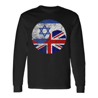 Vintage British & Hebrew Flags Uk And Israel Long Sleeve T-Shirt - Thegiftio UK