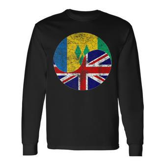 Vintage British & St Vincent And The Grenadines Flags Long Sleeve T-Shirt - Monsterry