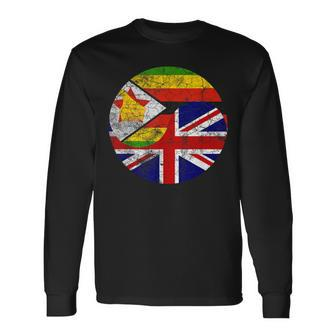 Vintage British & Zimbo Flags Uk And Zimbabwe Long Sleeve T-Shirt - Monsterry