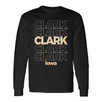 Vintage Clark Iowa Repeating Text Long Sleeve T-Shirt | Mazezy AU