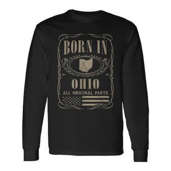 Vintage Classic America Land Map Us States Born Ohio Long Sleeve T-Shirt - Monsterry CA