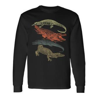 Vintage Crocodiles Retro Crocodile Long Sleeve T-Shirt - Monsterry