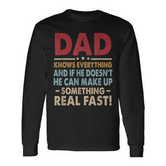 Vintage Dad Know Everything Father's Day Long Sleeve T-Shirt - Monsterry AU
