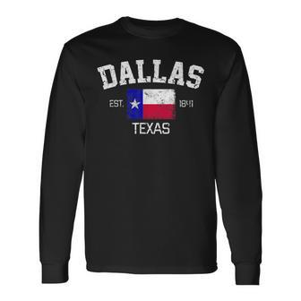Vintage Dallas Texas Est 1841 Souvenir Long Sleeve T-Shirt - Thegiftio UK