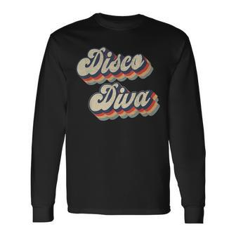 Vintage Dancing Retro 70S 80S Party Disco Diva Long Sleeve T-Shirt - Monsterry DE