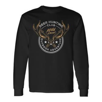 Vintage Deer Hunting Club Outdoor Adventure Wild Life Hunter Long Sleeve T-Shirt - Monsterry UK