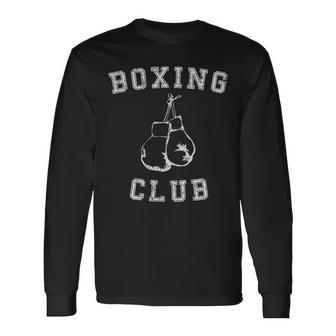 Vintage Distressed Boxing Club T With Boxing Gloves Long Sleeve T-Shirt - Monsterry DE