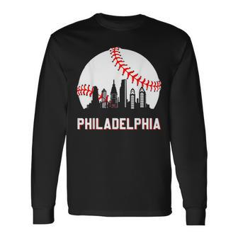 Vintage Distressed Philly Baseball Lovers Long Sleeve T-Shirt | Mazezy