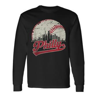Vintage Distressed Philly Baseball Lovers Long Sleeve T-Shirt - Monsterry UK