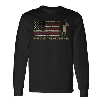 Vintage Don't Let The Old Man In American Flag Guitar Long Sleeve T-Shirt | Mazezy CA