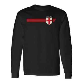Vintage England Flag English Crest Great Britain Uk Long Sleeve T-Shirt - Monsterry UK