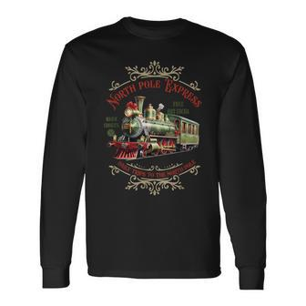 Vintage Family Holiday North Pole Polar Express All Abroad Long Sleeve T-Shirt | Mazezy