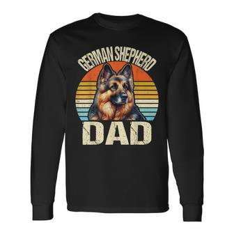 Vintage German Shepherd Dad Dog Lovers Daddy Father's Day Long Sleeve T-Shirt - Thegiftio UK