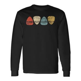 Vintage Guitar Pick Retro Guitarists Bassist Long Sleeve T-Shirt - Monsterry AU