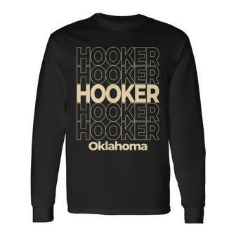 Vintage Hooker Oklahoma Repeating Text Long Sleeve T-Shirt - Monsterry CA