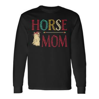 Vintage Horse Graphic Equestrian Mom Cute Horse Riding Long Sleeve T-Shirt | Mazezy