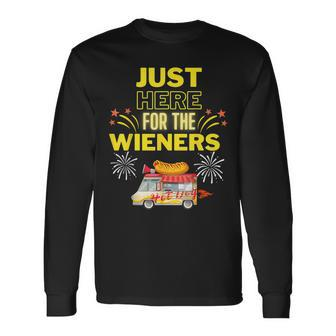 Vintage Hot Dog 4Th Of July I'm Just Here For The Wieners Long Sleeve T-Shirt - Monsterry