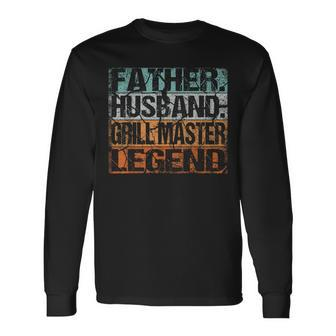Vintage Husband Grill Bbq Grilling Father Dad Grill Master Long Sleeve T-Shirt - Monsterry CA