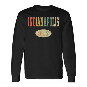 Vintage Indianapolis Area Code 317 Retro Color Long Sleeve T-Shirt - Monsterry DE