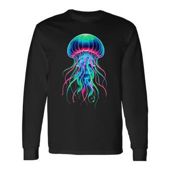 Vintage Jellyfish Scuba Diving Jellyfish Beach Jelly Fish Long Sleeve T-Shirt - Thegiftio UK