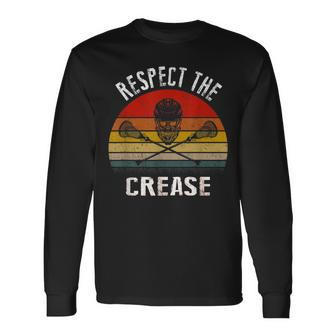 Vintage Lacrosse Retro Respect The Crease Long Sleeve T-Shirt - Monsterry