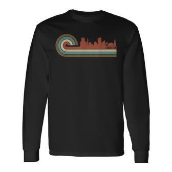 Vintage Leicester Sunset Cityscape Retro Skyline Long Sleeve T-Shirt - Monsterry