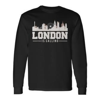 Vintage London Is Calling Skyline Uk Vacation Long Sleeve T-Shirt - Monsterry AU