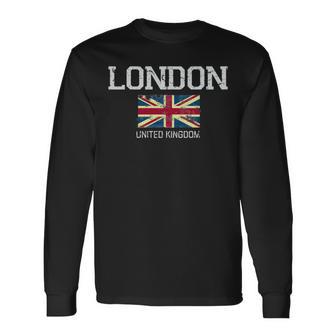 Vintage London England United Kingdom Souvenir Long Sleeve T-Shirt - Monsterry UK