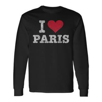 Vintage I Love Paris Trendy Long Sleeve T-Shirt - Monsterry AU