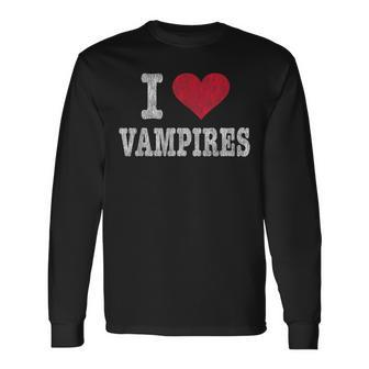 Vintage I Love Vampires T Trendy Long Sleeve T-Shirt - Monsterry UK