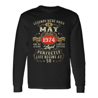 Vintage Made In May 1974 50Th Birthday 50 Year Old Long Sleeve T-Shirt - Seseable