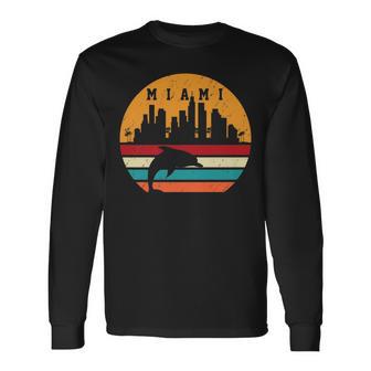 Vintage Miami 80S Dolphin Silhouette Souvenir Dolphin Lovers Long Sleeve T-Shirt - Monsterry UK