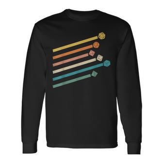 Vintage Minimalist Geeky Polyhedral Falling Retro Rainbow Long Sleeve T-Shirt - Seseable