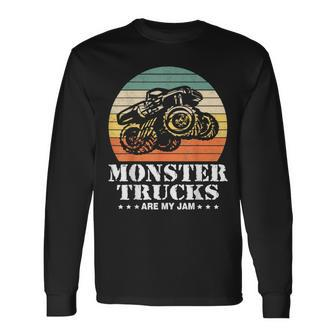 Vintage Monster Truck Are My Jam Retro Sunset Cool Engines Langarmshirts - Seseable