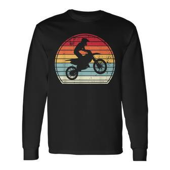 Vintage Motocross Player Retro Style Color 70S 80S Sport Fan Long Sleeve T-Shirt | Mazezy