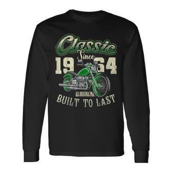 Vintage Motorcycle Bikers Motorbike Birthday Born In 1964 Long Sleeve T-Shirt - Monsterry AU