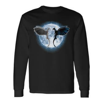 Vintage Movie Toothless Light Fury In The Moon Sweet Couple Long Sleeve T-Shirt | Mazezy UK