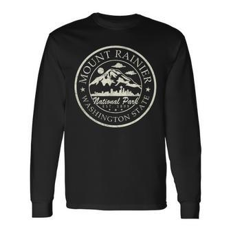 Vintage National Park Mt Rainier Retro Long Sleeve T-Shirt - Monsterry