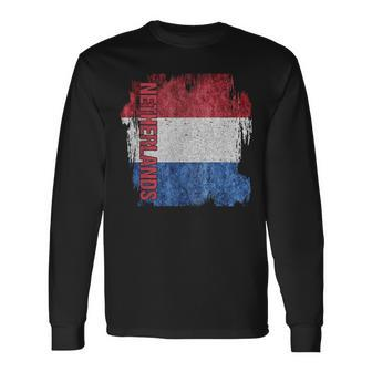 Vintage Netherlands Flag Dutch Pride Clothing Sports Team Long Sleeve T-Shirt - Monsterry