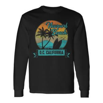 Vintage Newport Beach Orange County California Surfing Long Sleeve T-Shirt | Mazezy