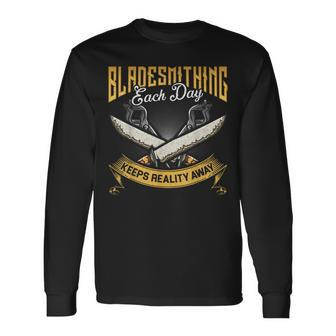 Vintage Graphic Novelty Bladesmithing Long Sleeve T-Shirt - Monsterry DE