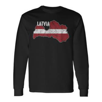 Vintage Patriotic Letts Latvians Pride Latvia Flag Long Sleeve T-Shirt - Monsterry DE