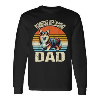 Vintage Pembroke Welsh Corgi Dad Dog Lovers Father's Day Long Sleeve T-Shirt - Thegiftio UK