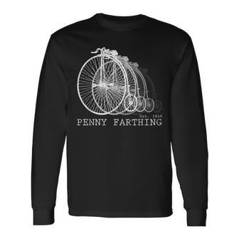 Vintage Penny-Farthing High Wheeler Bicycle History Long Sleeve T-Shirt - Monsterry UK