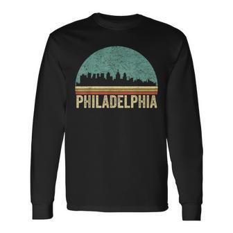 Vintage Philadelphia Skyline Retro Philly Cityline Long Sleeve T-Shirt - Monsterry AU