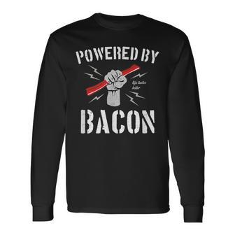 Vintage Powered By Bacon Life Tastes Better Long Sleeve T-Shirt - Monsterry DE